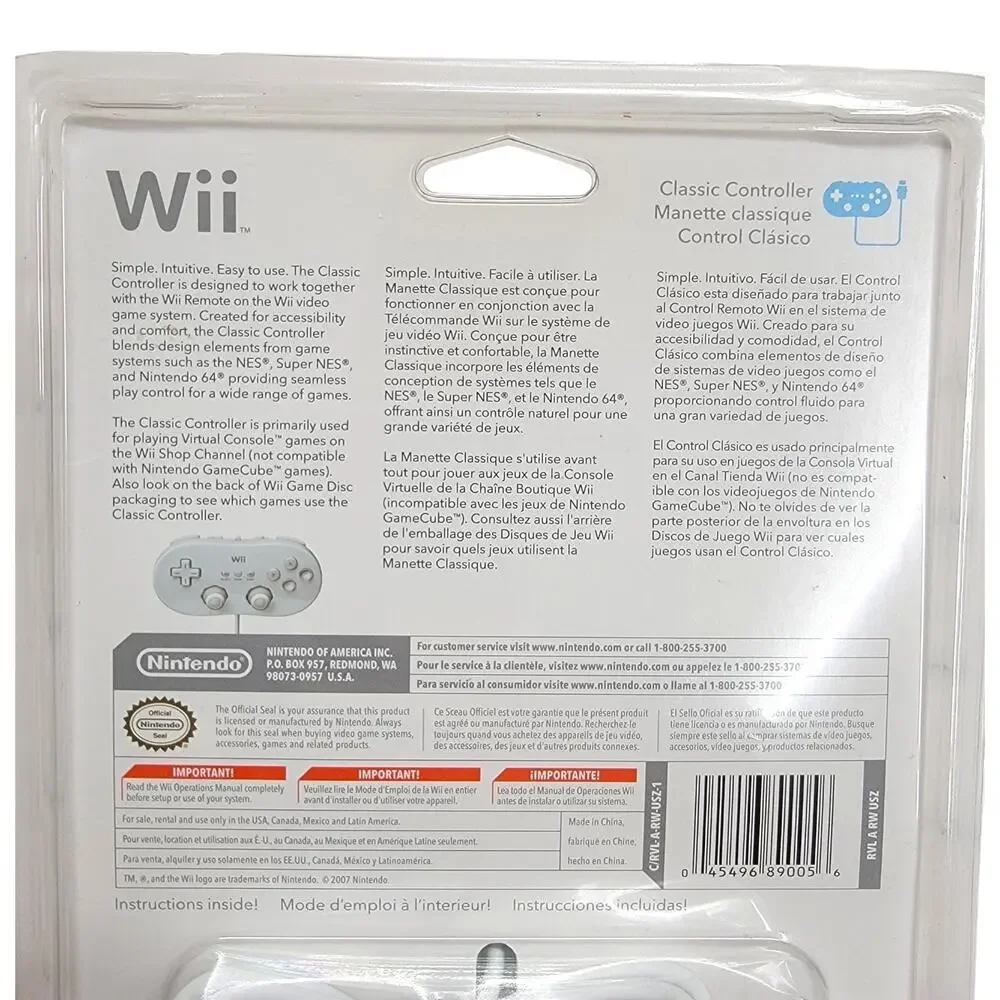 Official Nintendo Wii Classic Controller White RVL-005 OEM Brand New Sealed